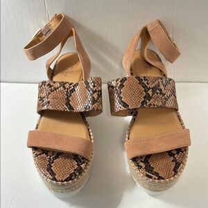 Crown Vintage Women’s Snake Print Leather Platform Wedge Sandals Espadrille 8